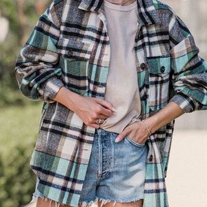 Oversized flannel- mint